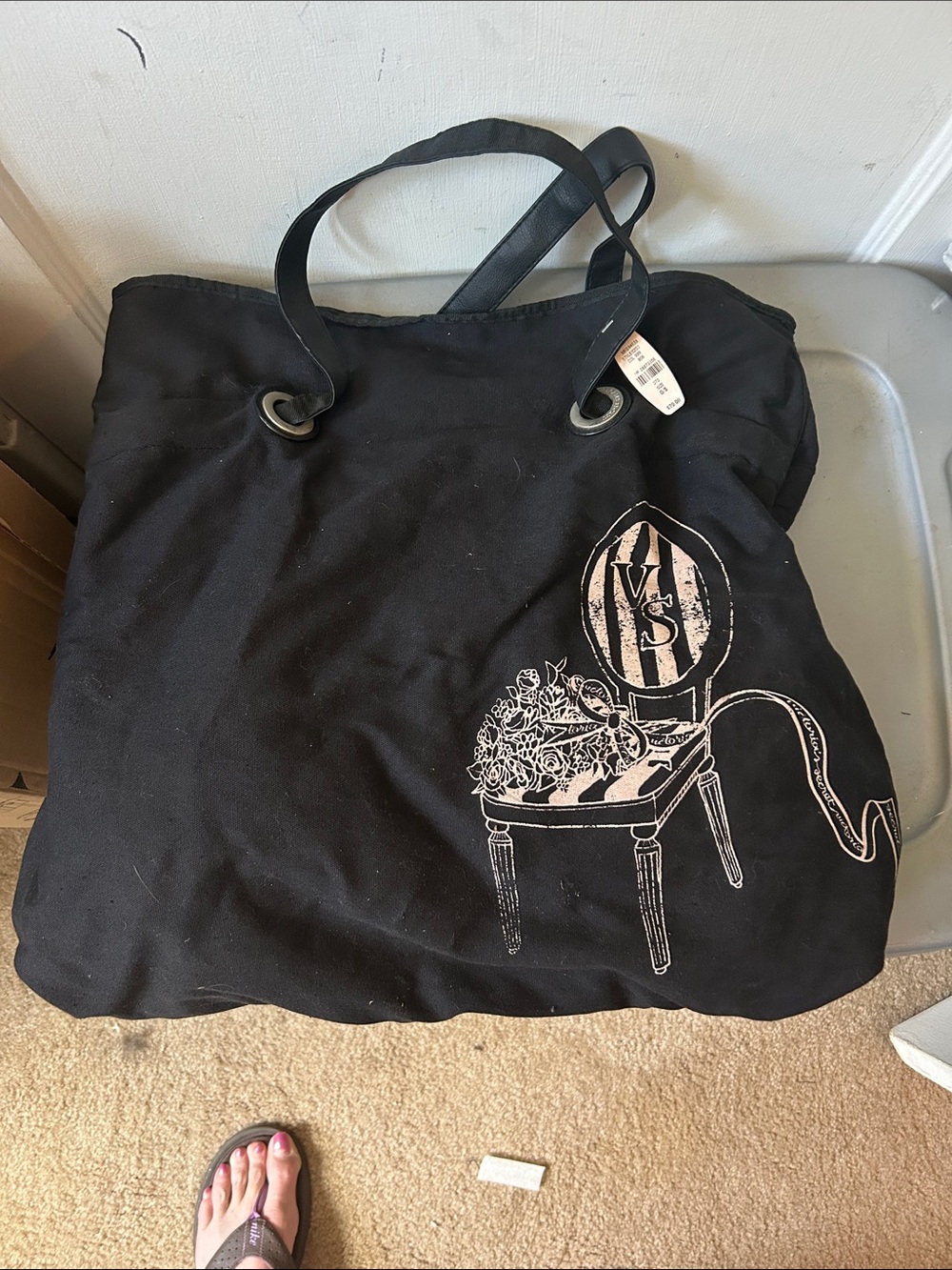 NEW avintage Victoria's Secret Black Tote with Chair Graphic